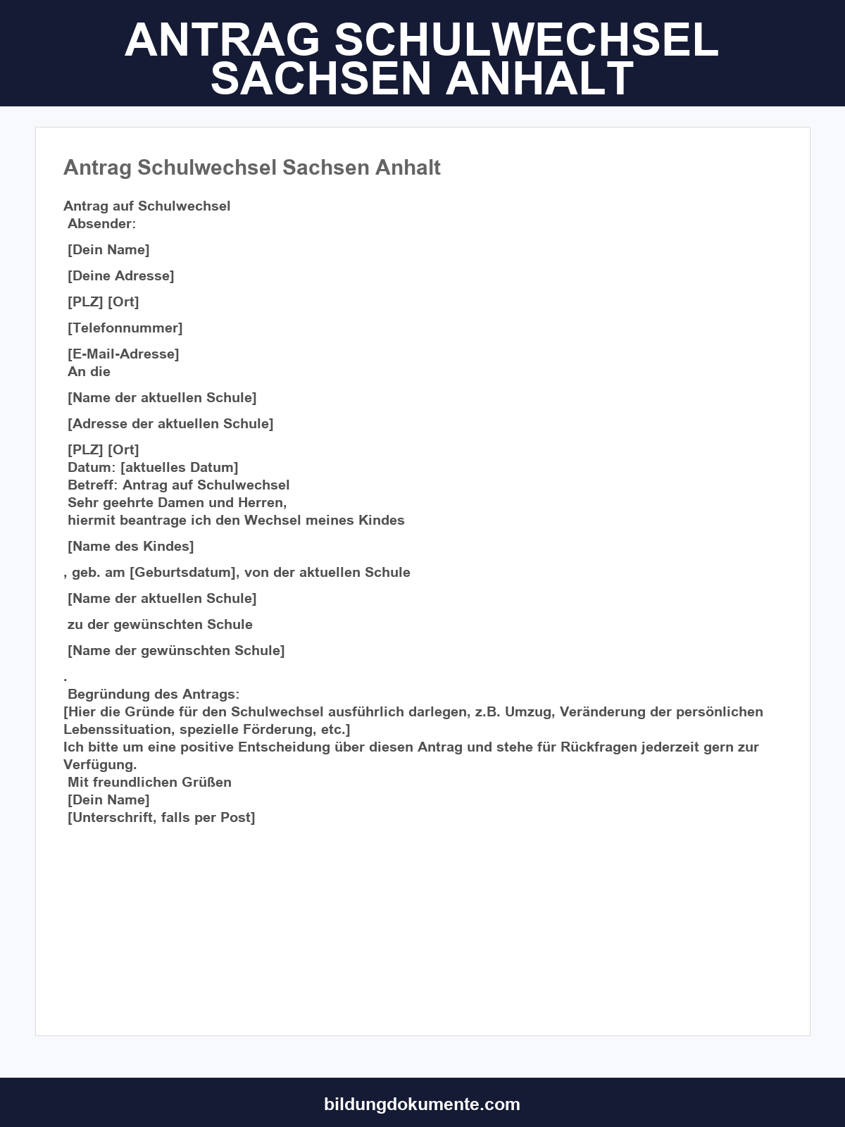 Antrag Schulwechsel Sachsen-Anhalt