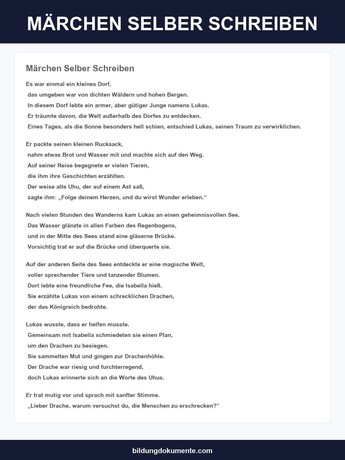Märchen Selber Schreiben Vorlage