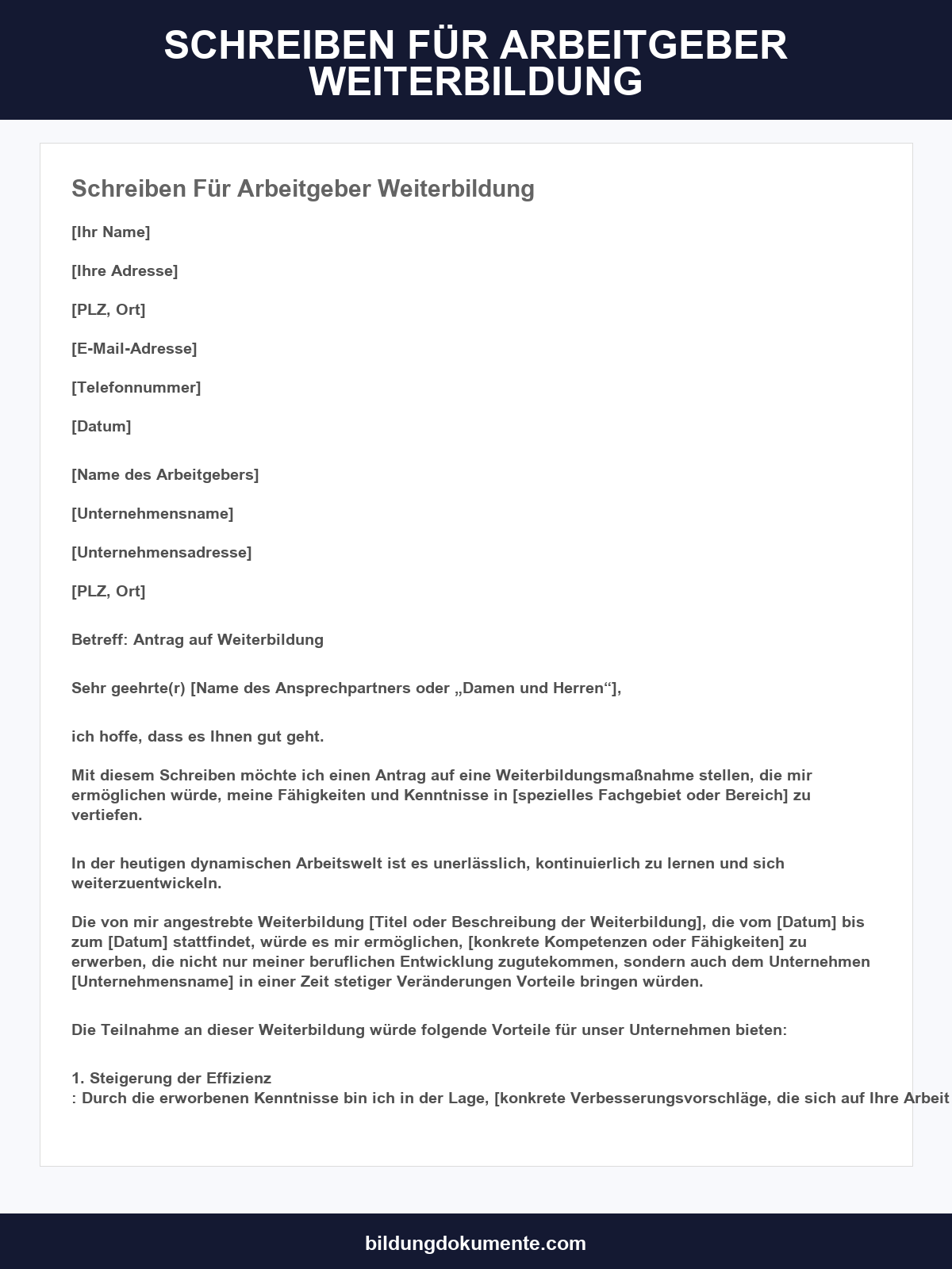 Schreiben Für Arbeitgeber Weiterbildung Muster