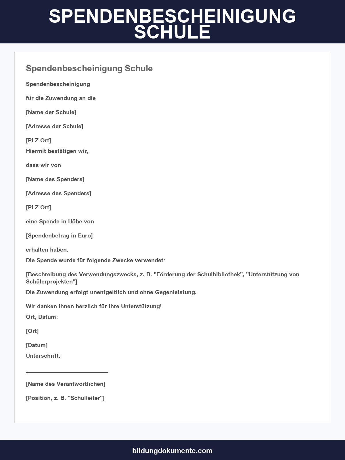Spendenbescheinigung Schule Vorlage